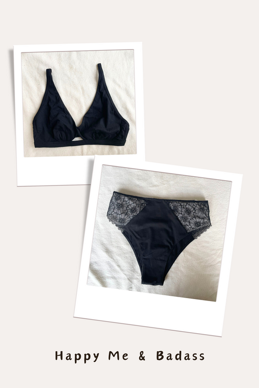 🔥 Ensemble Lingerie Confort & Maintien - Happy Me & Badass - Coton Bio & Dentelle